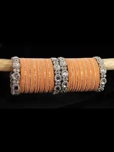 LAVAZZA Set of 58 Zircon & Kundan-Studded Metal Velvet Bangles Chuda Set