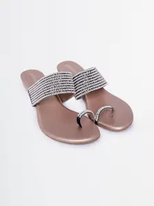 Global Desi Embellished One Toe Wedge Heels