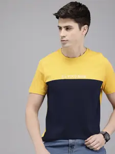 U.S. Polo Assn. Colourblocked Pure Cotton Slim Fit T-shirt