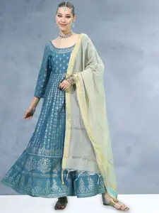 Vishudh Women Anarkali Maxi Dress With Dupatta
