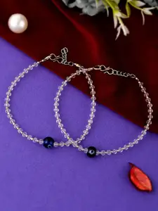 Silvermerc Designs Set Of 2 Silver-Plated Artificial Beads Anklet