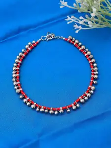 Silvermerc Designs Silver-Plated Artificial Beads Anklet