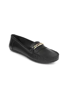 Zoom Shoes Women Textured Round Toe Lightweight Leather Loafers