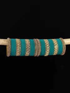 LAVAZZA Set of 68 Zircon-Studded Metal Velvet Bangles Chuda Set