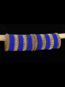 LAVAZZA Set Of 68 Zircon-Studded Metal Velvet Bangles Chuda Set