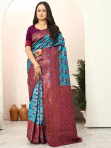 SM TRENDZ Floral Zari Silk Cotton Paithani Saree