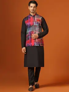 KISAH Printed Mandarin Collar Long Sleeves Kurta with Churidar