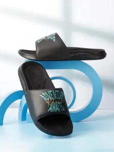 The Roadster Lifestyle Co. Men Black Printed Slider Flip Flops
