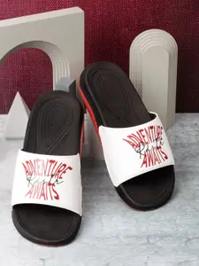 The Roadster Lifestyle Co. Men Black Printed Sliders