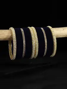 LAVAZZA Set of 32 Gold-Plated Zircon-Studded Velvet Bangles