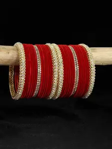 LAVAZZA Set of 32 Gold-Plated Zircon-Studded Velvet Bangles