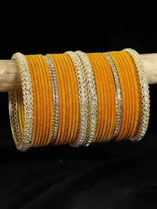 LAVAZZA Set of 32 Gold-Plated Zircon-Studded Metal Velvet Bangles