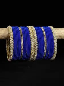 LAVAZZA Set of 32 Gold-Plated Zircon-Studded Velvet Bangles