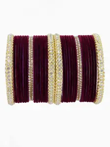 LAVAZZA Set of 32 Gold-Plated Zircon-Studded Velvet Bangles