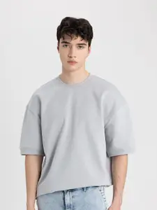 DeFacto Men Drop-Shoulder Sleeves Monochrome Pockets T-shirt