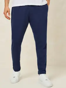 Styli Men Navy Blue Slim-Fit Mid Rise Track Pant