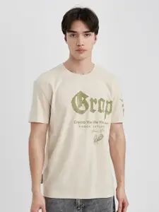 DeFacto Men pure cotton Typography Printed T-shirt