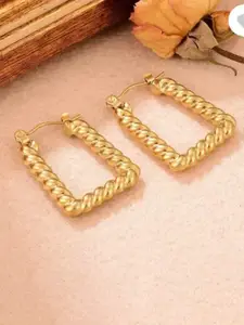 KRYSTALZ Gold-Plated Stainless Steel Geometric Hoop Earrings