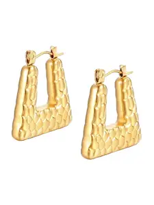 KRYSTALZ Gold-Plated Stainless Steel Triangular Hoop Earrings