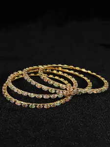 LAVAZZA Set Of 4 Gold-Plated AD & CZ-Studded Bangles