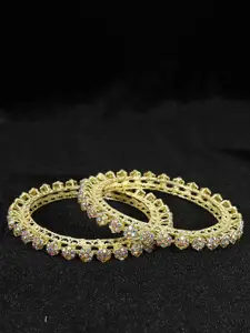 LAVAZZA Set of 2 Gold Plated CZ American Diamond Studded Bangles
