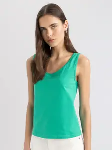 DeFacto Women Solid Cotton Scoop Neck Sleeveless Top