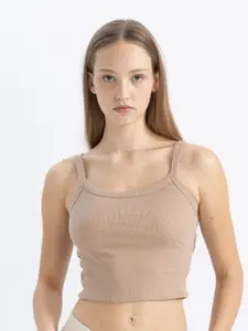 DeFacto Women Solid Shoulder Straps Crop Top