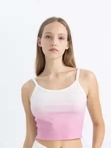 DeFacto Women Ombre Shoulder Straps Fitted Crop Top
