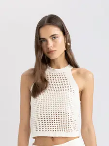 DeFacto Women Self Design Crop Top