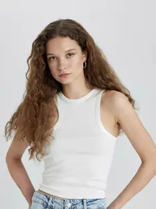 DeFacto Women Cotton Solid Fitted Crop Top