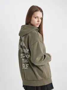 DeFacto Typography Printed Hooded Pulloevr