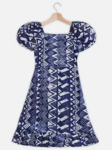 Allen Solly Junior Print Puff Sleeve Fit & Flare Dress