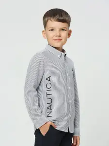 Nautica Boys Premium Vertical Stripes Cotton Casual Shirt