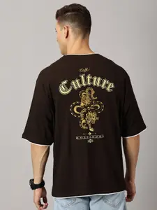 THE HOLLANDER Round Neck Printed Pure Cotton Oversized T-shirt