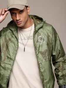 The Roadster Life Co. Abstract Printed Hooded Biker Jacket