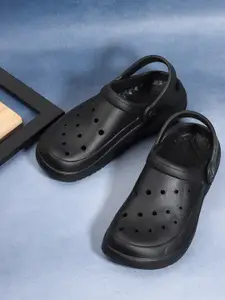 The Roadster Lifestyle Co. Men Black Perforated Clogs Flip Flops