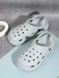 The Roadster Lifestyle Co. Men Grey Perforated Clogs Flip Flops