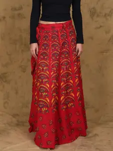 Exotic India Ethnic Motfs Printed Pure Cotton Maxi Skirts