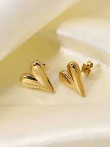 Avyana 18K Gold-Plated Heart Shaped Stainless Steel Studs Earrings