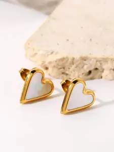 Avyana Gold-Plated Heart Shaped Studs Earrings
