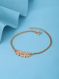 VANBELLE Women 925 Sterling Silver 18KT Rose Gold-Plated CZ-Studded Charm Bracelet