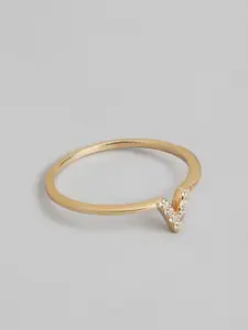 Carlton London 925 Sterling Silver 18KT Rose Gold-Plated CZ-Studded Finger Ring