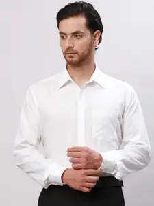 Park Avenue Self Design Spread Collar Cotton Formal Shirt