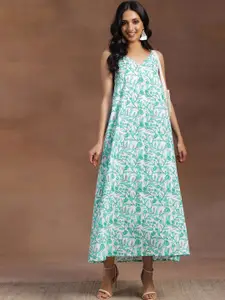 Libas Floral Printed V-Neck Sleeveless Cotton Maxi Dress