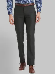 Park Avenue Men Textured Checked Slim Fit Formal Trousers