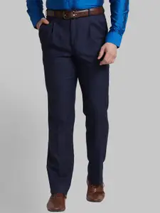 Park Avenue Men Self Design Textured Pleated Trousers