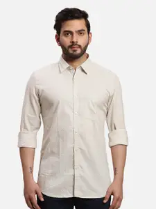 Parx Slim Fit Geometric Printed Cutaway Collar Pure Cotton Casual Shirt