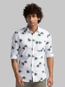 Parx Slim Fit Floral Printed Cutaway Collar Pure Cotton Casual Shirt
