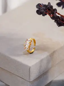 SWASHAA 18KT Gold-Plated Amulya Solitaire Studded Finger Ring