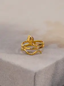 SWASHAA 18KT Gold-Plated Snake Shaped Daralice Finger Ring